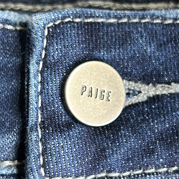 PAIGE JAX KNEE DARK WASH DENIM  STRETCHY BERMUDA CUFFED SUMMER SHORTS SIZE 29 - Picture 11 of 14